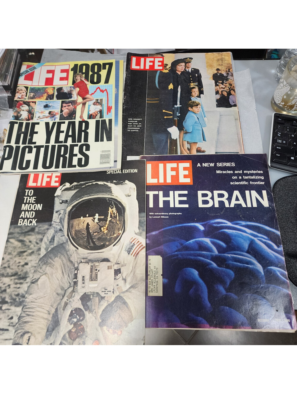 Vintage LIFE Magazine Lot 4pc 1969 Moon Landing Apollo 11 JFK 1971 Brain 1987